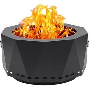 Smokeless Firepit Outdoor-25 Inch Large Smokeless Fire Pits for Outside with Handles, Portable Low Smoke Metal Wood Stove for Camping, Patio, Backyard, Garden, Picnic-XL