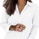 siliteelon Striped Shirt Women Button Down Long Sleeve Work Dress Shirt | Fashion Collared Blouse, Vertical, Lightweight, Regular Fit, Wrinkle-resistant, Business Casual Office Travel Fall Clothes, 5XL (White)