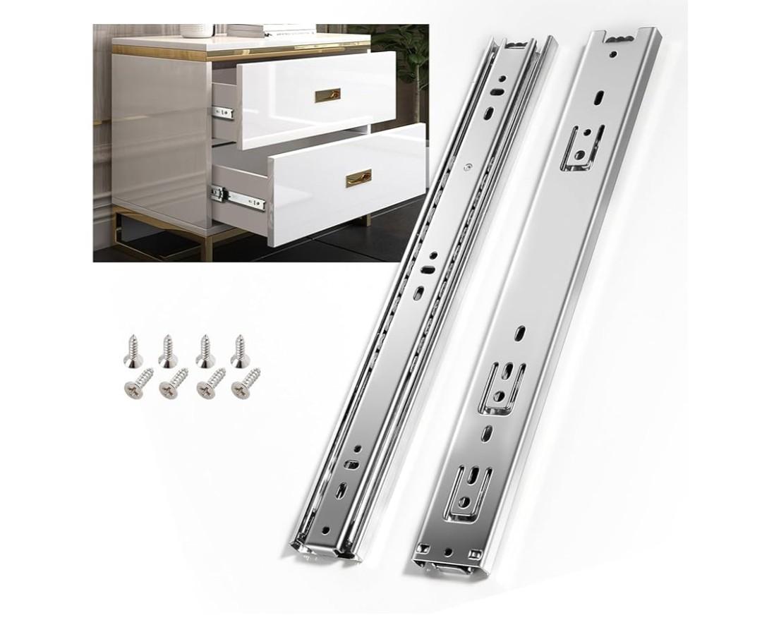 SHUHANG 1 pair Full Extension Drawer Slides 18Inch 100lb Load Capacity Side Mount Ball Bearing Glides Runners Rails Cabinet Dresser Wardrobe Kitchen Trash (18 Inch, 1 Pair)