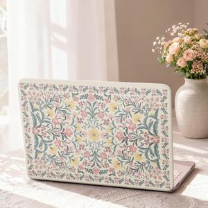 iCasso for MacBook Neo Case 13 inch 2026 Model A3404 with A18 Pro Chip, Vintage Protective Hard Shell Case & Keyboard Cover & Screen Film, Pink Boho Floral