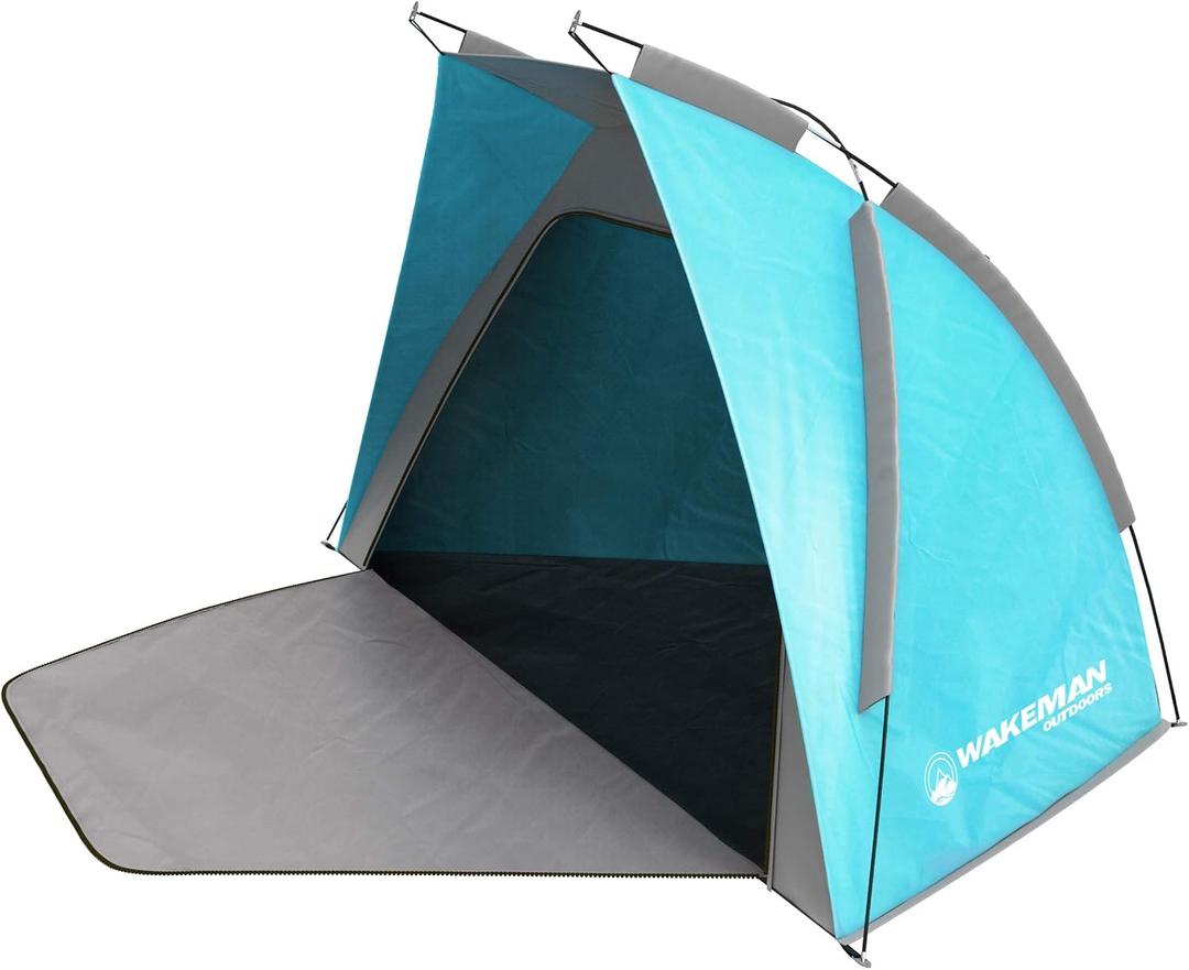 Beach Tent Sun Shelter - Sport Umbrella with UV Protection, Zip Up Porch for Privacy, and Carry Bag - Shade for Families by Wakeman Outdoors