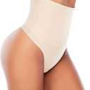 Womens Thong Shapewear Mid to High Waisted Shaper Thong WN0017 (Small, 03#c Beige#no Steel Bone)