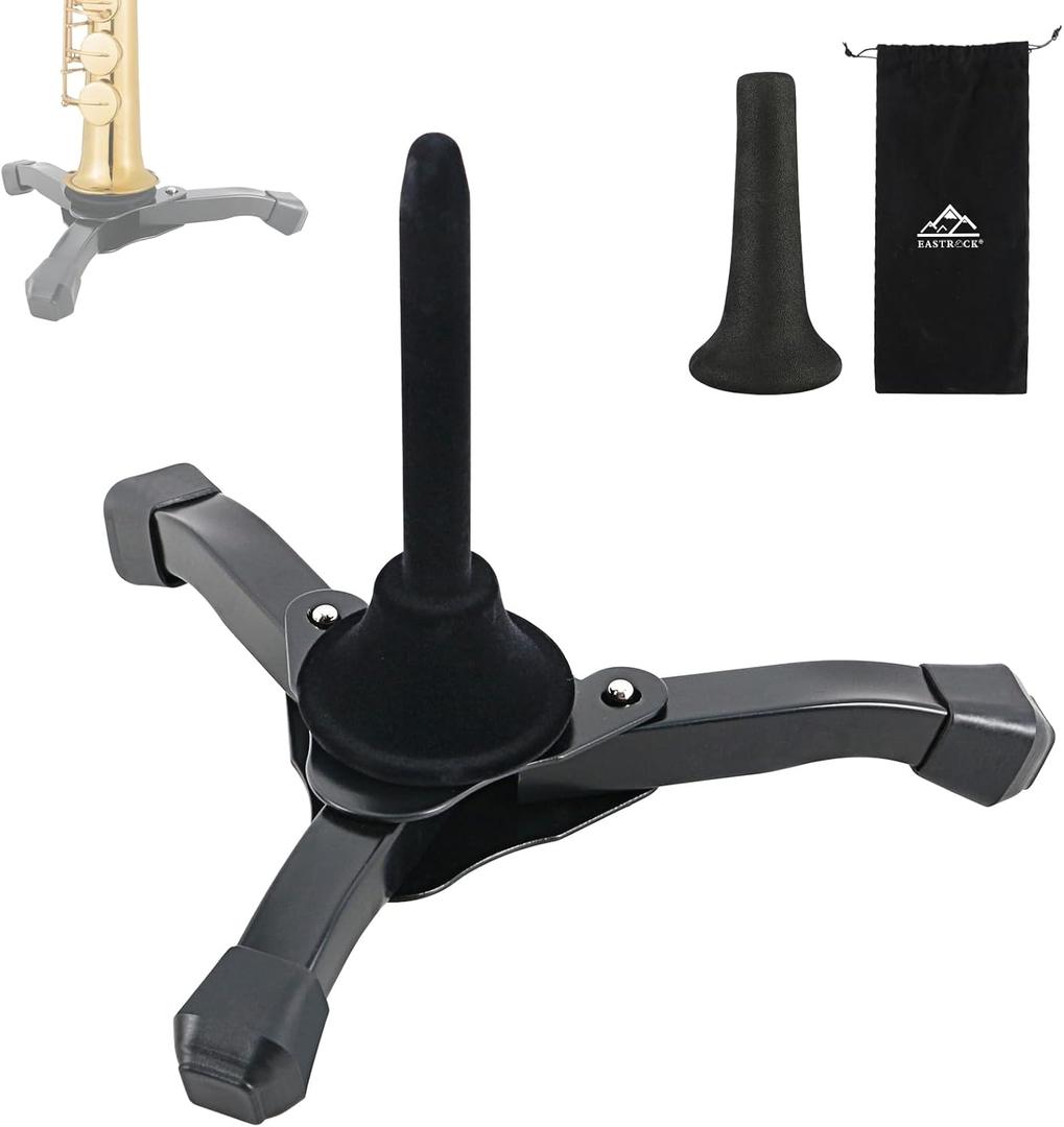 EASTROCK Soprano Saxophone Stand Folding Saxophone Stand Saxophone Holder Rack with Carrying Bag (Soprano Saxophone Stand), Black