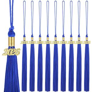 Chuangdi 10 Pieces 2026 Grad Graduation Tassels Graduation Cap Tassels with 2026 Charms Graduate Hat Decoration for School Party Favors(Navy Blue)