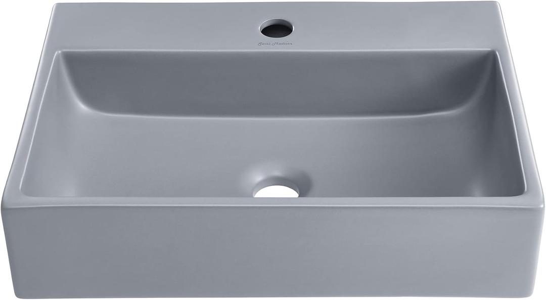 Claire 20 Rectangle Ceramic Vessel Sink in Matte Grey 