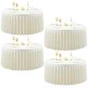 4 Pack Ivory Round Tablecloth 60 inch Stretch Spandex Fitted Table Cloth 5FT Round Banquet Tablecloths Wrinkle Free Table Cover Stitch Circle Tablecloth with Ruffle Skirt for Party Wedding Birthday