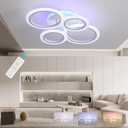 ZAITINZ Modern Flush Mount Ceiling Light, Dimmable 4 Rings Kitchen Light Fixture for Living Room, Bedroom, Laundry Room, 3000-6000K, White