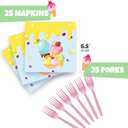 Ice Cream Plates and Napkins (100 PCS) Ice Cream Napkins, IceCream Paper Birthday Party Plates  IceCream Birthday Party Supplies for Girls  Summer Sweets & Popsicle Themed Tableware Set