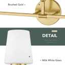 3-Light Bathroom Light Fixtures, 24" Brushed Gold Vanity Lights for Bathroom with Milk White Glass Shades, Modern Vanity Lighting Fixture Over Mirror, Up or Down Mounting, VL289-BG-3