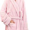 PAVILIA Premium Womens Plush Soft Robe Fluffy, Warm, Fleece Sherpa Shaggy Bathrobe (Pink)