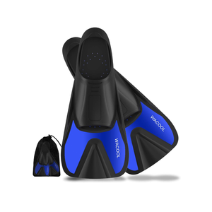 WACOOL Adult Short Light Full Foot Pocket Travel Size Fins Short Blade Fins Flippers for Snorkeling Diving Scuba or Swimming Training L