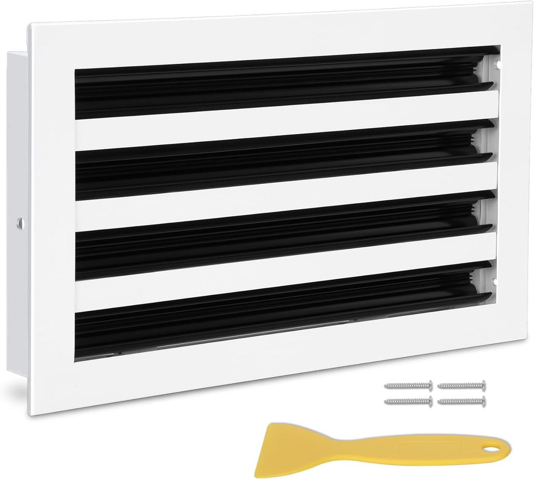 14x8 Modern AC Vent Cover, Decorative White Air Vent (Duct Opening Cutout), All Aluminum Standard Linear Slot Diffuser, Low Noise - Register Grille for Ceiling, Walls & Floors
