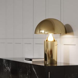 Meefad Mushroom Bedside Lamp, Modern Table Lamp with Heavy Base, Dome Shaped Night Light, Accent Lamp for Bedroom Reading Nightstand (Brass)