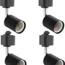Track Lighting Heads H Type Halo Track Light Fixtures Adjustable Rotatable Compatible H Type 3-Wire Single Circuit Track Systems for PAR20, R20, PAR30, BR30, BR40, PAR38 Light Bulb(Black, E26)