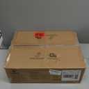 LUE BONA Square Linen Makeup Stool, Metal X Legs, Small Ottoman Stool Chair for Vanity, Modern Padded Seat Foot Rest for Makeup Room, Bathroom