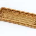 Rattan Bathroom Tray Countertop, Wicker Toilet Tank Basket, Decorative Bathroom Vanity Tray for Decor Coffee Table