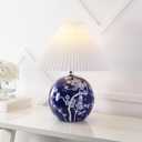 JONATHAN Y Shishen Table Lamp Chinoiserie Orb Ceramic 19.5", Navy/White