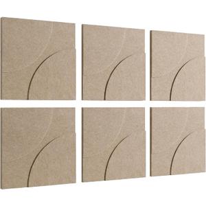 Large Acoustic Panels, 6-Pack Soundproof Wall Panels 23.6" x 23.6", Sound Absorbing Panels Nano Tape Included, High Density Acoustic Treatment for Recording Studio, Office, Home(Beige), 23.6” x 23.6”0.71"