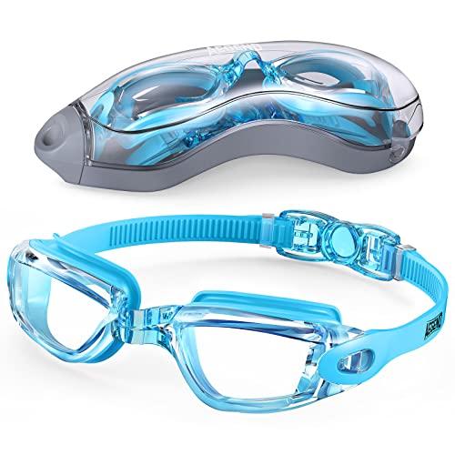 Aegend Swim Goggles, Flexible, Detachable Swimming Goggles No Leaking Full Protection Adult Men Women Youth, Sky Blue