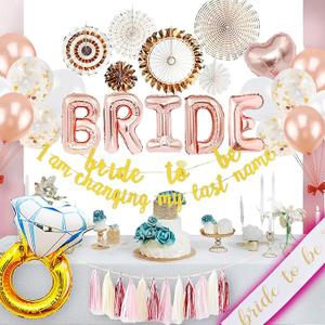 75PCS Bridal Shower Decorations Set, Bachelorette Party Supplies with Bride to Be Banner, Balloons, Foil Ring, Love Sign, Confetti, Rose Gold Wedding Decor (75PCS – Rose Gold Bridal Shower Set)