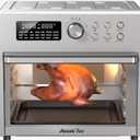 LOVMOR 26 Quart Air Fryer Oven with 9 Accessories,21-in-1 Smart Large Airfryer,Countertop Convection Toaster Ovens for Rotisserie,Baking,Dehydrators,Grills, Stainless steel, 15.7"*13.7"*12.1"