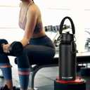 KXIAOCHEN Insulated Water Bottle, Stainless Steel Water Bottle, 2 Lids (Straw and Handle Lid),Wide Mouth Metal Water Bottles Keep Hot and Cold, Double Walled, Thermo Mug, Metal Canteen