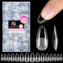 UNA GELLA Almond Nail Tips: 510Pcs Almond Gel Nails Tips 15 Sizes Pre-Etched Full Cover A lmond Clear Press on Nails Acrylic False No C Curve Nail Tips for Press on Nail Extensions Home DIY Salon