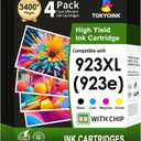 TOKYOINK 923 923e 923XL Ink Cartridges Combo Pack with Chip Replacement for HP 923 923e Ink Cartridges for HP Printer OfficeJet Pro 8130e 8135e 8139e 8125e 8138e 8122e 8120 8124e 8130(4 Pack B/C/M/Y)