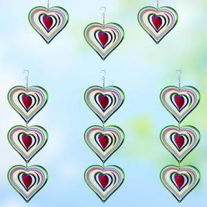 12 Pcs Heart Wind Spinners Colorful: Outdoor Garden Decor Metal Yard Lawn Ornaments with 360 Degree Swivel Hook, Reflective Bird Device Deterrent to Keep Birds Away from Porch Yard Patio Parking