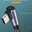 26FT 60W USB C to USB C Right Angle Fast Charging Cable,Long Cord Nylon Braided, Type C Charger Cord for,Apple-iphone 15,Sam-sung GalaxyS24 S23 S22 A15,iPad Pro/Air,Pixel 5/4 XL,One-Plus 8T,PS5 (Grey)