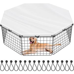 8 Panel 24 Inch Dog Playpen Cover, Dog Pen Cover, Cover for Dog Playpen Suitable for Octagon Metal Exercise Pet Pen can Rain Proof Shade with Sixteen Rope Knots