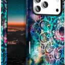 Hocase for iPhone 17 Pro Max Case, Heavy Duty Shockproof Protection Soft Silicone Rubber+Hard Plastic Bumpers Hybrid Protective Case for iPhone 17 Pro Max 2025 - Mandala in Galaxy