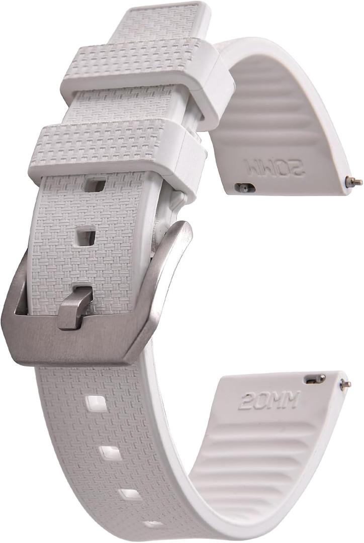 22MM Fluorine FKM Rubber Watch Strap - Quick ReleaseReplacement Diving Sport Watch Bands for Men