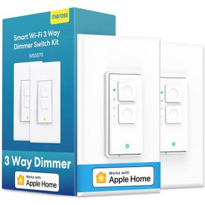 meross 3 Way Smart Dimmer Switch Kit, 3 Way Dimmable Smart Switch Supports Apple Home, Alexa, Google Assistant & SmartThings, 2.4GHz Wi-Fi Light Switch, Neutral Wire Required, Remote Control Schedule