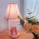 Cozylight Bedside Lamp, Pink Dancing Shoes Design, 14inch Tall Table Lamp with Fabric Stitch Shade for Girls Bedroom Dcor, Including an E26 LED Bulb (Push Button)