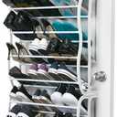 Simplify 36 Pair Adjustable Hanging Over the Door Shoe Rack, 12 Tier, in White