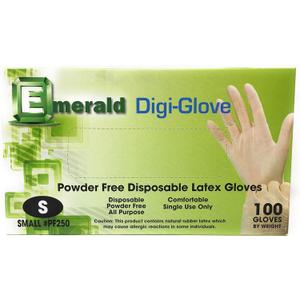 Emerald Digi-Gloves, Powder Free Disposable Latex Gloves (Small)