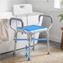 Onepeak Shower Chair for Inside Shower, 550 LBS Heavy Duty Bath Seat & Reinforced Crossbar, Padded Armrests, Removable Back, Gel Cushion, 6 Height Adjustable for Elderly, Disabled, Pregnant