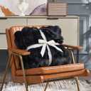 Cozy Bliss Faux Fur Throw Blanket for Couch, Fuzzy Soft Plush Thick Bubble Blanket for Sofa Bedroom Living Room, 90 * 90 Inches Black