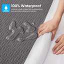 Hanherry 100% Waterproof Queen Size Mattress Protector, Grey, Rayon Made from Bamboo Terry Surface, 3D Air Fabric, 16 inch Deep Pocket, Cooling, Noiseless, Smooth, Breathable, Fits 21 inches