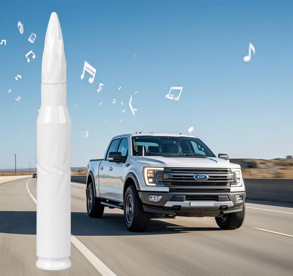 7.8in White Car Truck Bullet Antenna 50 Cal Bullet Antenna Truck Accessories Universal Replacement for GMC Sierra Chevy Dodge Ram Silverado 1500 2500 3500 Ford F150 F250 F350 Spiral (White, 7.8inch)
