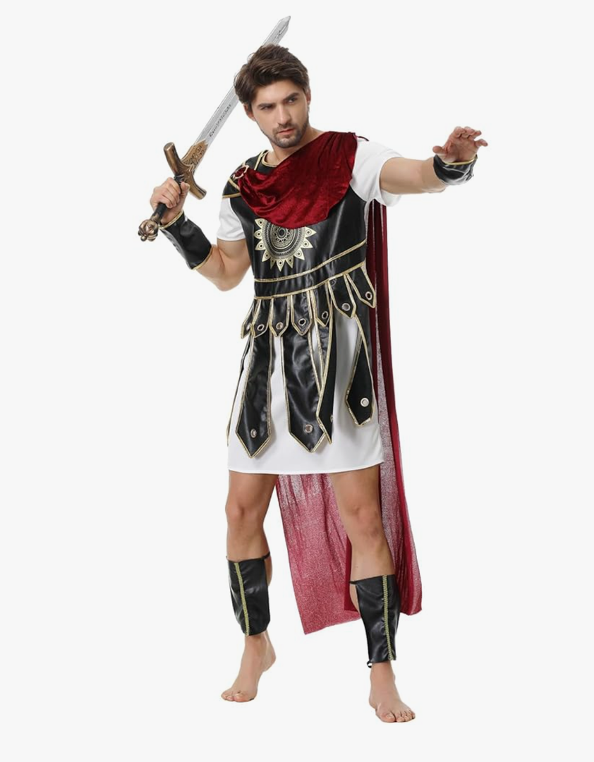 Yolsun Men Roman Soldier Costume Adult Warrior Costume Halloween Brave Gladiator Cosplay Costume (Small)