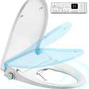 Upgrade Auto Open & Slow Close Lid Electric Heated Bidet Toilet Seat with Dryer and Warmer Water for Elongated, Endless Warmer Water, Remote Control, Curved Spray Bar, 70" Power Cord, Clean Water
