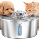 Invengo Cat Water Fountain Stainless Steel 3.2L/108oz, Automatic Pet Fountain for Cats & Dogs, Ultra Quiet <25 dB Pump, LED Water Level Window, Easy to Clean