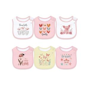 Maiwa 6 Pack Cotton Baby Bibs for Girls Boys with Waterproof layer for Drooling Eating teething with Snaps