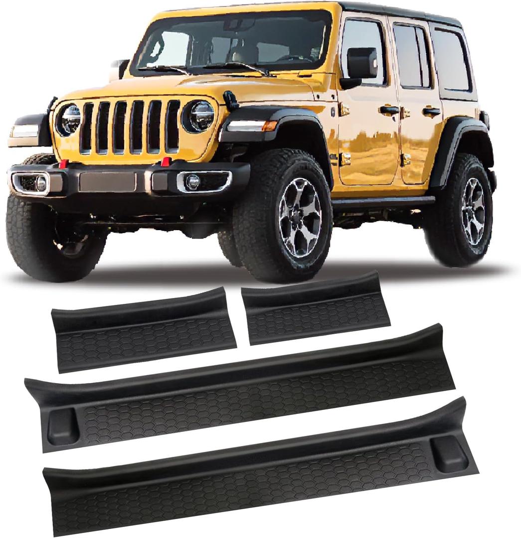 4PCS for Jeep Gladiator Door Sill Guards Kit for 2018-2025 Jeep Wrangler Accessories Door Entry Guard Protector for 2020-2024 Jeep Gladiator JT Accessories Car Door Sill Protector for Jeep Wrangler JL