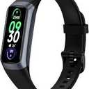 Fitness Tracker Activity Tracker Smart Watch 1.10''AMOLED Touch Color Screen,Smart Watch with 24/7 Blood Oxygen Heart Rate,Sleep Monitor,IP68 Waterproof,Step Counter Health for Women Men (Black)