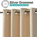 NICETOWN 2 Panels Patio Outdoor Curtains 95 inch Long Waterproof, Home Fashion Thermal Insulated Rustproof Grommet Room Darkening Drapes Sound Reducing for Cabana, W84 x L95, Biscotti Beige