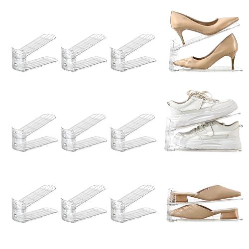 Uni HIMO 12 Pack Shoe Slots Organizer Adjustable Level Shoe Stacker Holder Storage Space Saving Sneakers Display Tray Rack for Closet