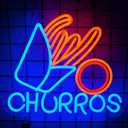 Churros Neon Sign For Churros Shop Decor Led Neon Lights Hanging Wall Art Decoration for Food Shop Restaurant Store Food Stand Truck Shop Juice Bar Market Party Home Wall Decor USB Powered Ultra Bright Dimmable, 15 * 13inch